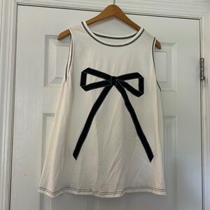 Sweet Bow embroidered sleeveless scoop neck top